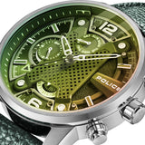 Police Men's Wristwatch Analog Leather Green 42mm Chronograph Men's Watch Watches