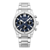 Police Herren Chronograph Uhr Blau/Silber 44mm Edelstahl Armbanduhr Herrenuhr Chronographen Herrenuhren