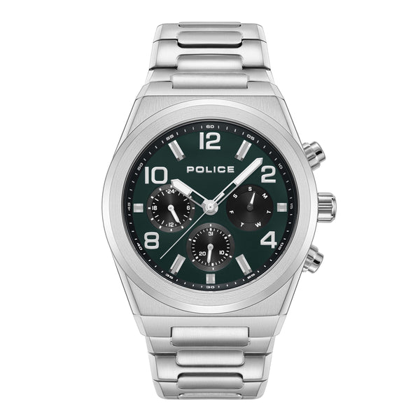 Salkantay men's watch with green dial and silver strap, bracelet