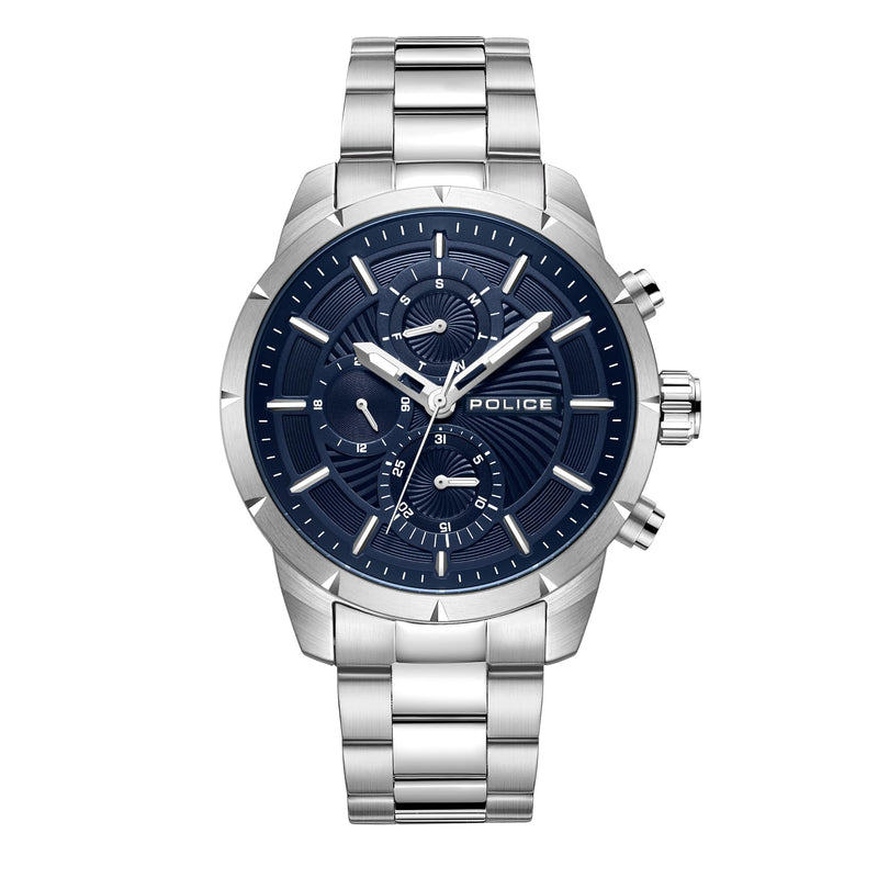 Police Herren Armbanduhr Chronograph Edelstahl Blau 42mm - Herrenuhr Chronograph Armbanduhr Blau