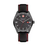 Swiss Military Hanowa Men's Watch Analog Leather Black 42mm Time Chronograph Quartz Wrist