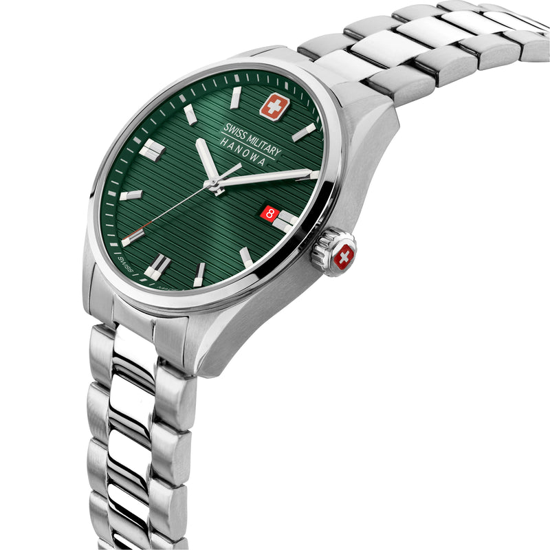 Swiss Military Hanowa Unisex Analog Armbanduhr Edelstahl Grün 38 mm - Herrenuhr Damenuhr Zeitmesser Armbanduhr Chronograph