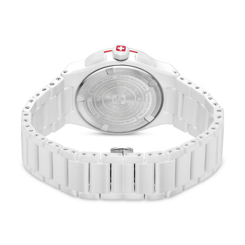 SIDEWINDER CERAMIC Unisex Wristwatch White/Red 42mm Stainless Steel Herrenuhr Chronograph Armbanduhr Quarzuhr