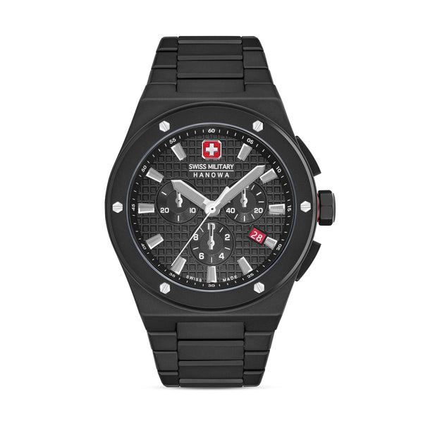 Swiss Military Hanowa Herren Armbanduhr Chronograph Schwarz 42mm Edelstahl Herrenuhr Armbanduhr Chronographen Uhren Armbänder