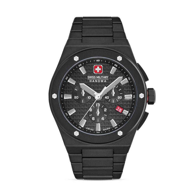 Swiss Military Hanowa Herren Armbanduhr Chronograph Schwarz 42mm Edelstahl Herrenuhr Armbanduhr Chronographen Uhren Armbänder