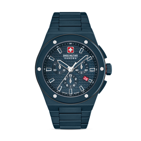 Swiss Military Hanowa quartz watch SIDEWINDER CERAMIC, with high-quality CERAMIC strap, blue