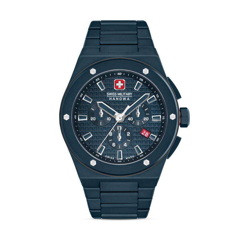 Swiss Military Hanowa Herren Armbanduhr Chronograph Edelstahl Blau 42mm Swiss Made Herrenuhr Chronograph Armbanduhr Herrenuhr