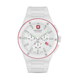 Swiss Military Hanowa Unisex Wristwatch White/Red 42mm Stainless Steel Herrenuhr Chronograph Armbanduhr Quarzuhr