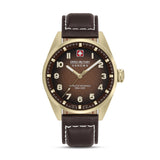 GREYHOUND 42MM STAINLESS STEEL CASE DARK BROWN LEATHER STRAP