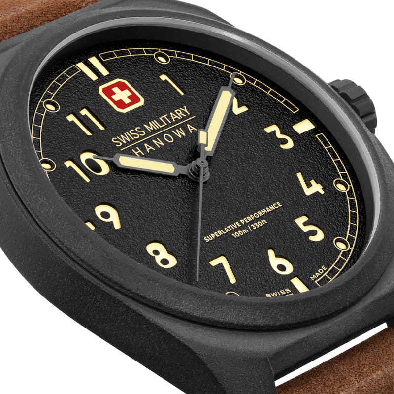 FIELDMASTER 40MM STAINLESS STEEL CASE BROWN LEATHER STRAP