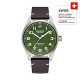 Swiss Military Hanowa Herren Armbanduhr Leder Grün 42mm - Swiss Made Uhr - Chronograph - Taucheruhr - Sportuhr