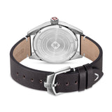 FALCON 42MM STAINLESS STEEL CASE DARK BROWN LEATHER STRAP