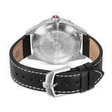 AFTERBURN GMT 44MM STAINLESS STEEL CASE BLACK COLOR LEATHER STRAP