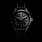 AFTERBURN GMT 44 MM STAINLESS STEEL CASE BLACK COLOR LEATHER STRAP