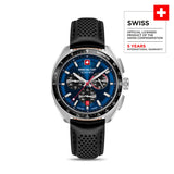 Swiss Military Hanowa Men's Chronograph Watches Leather/Stainless Steel Blue/Black 42mm Herrenuhr Armbanduhr Chronograph Swiss Made