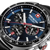 Swiss Military Hanowa Men's Chronograph Watches Leather/Stainless Steel Blue/Black 42mm Men's Watch Wristwatch Chronograph Swiss Made