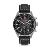 Swiss Military Hanowa Men's Wristwatch Analog Chronograph Leather Black 42mm Men's Watch Chronographs Watches