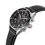 Swiss Military Hanowa Herren Armbanduhr Analog Chronograph Leder Schwarz 42mm Herrenuhr Chronographen Uhren