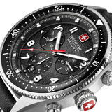 GREYHOUND CHRONO 43 MM STAINLESS STEEL CASE BLACK LEATHER STRAP