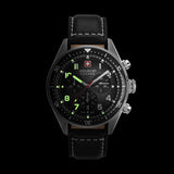 GREYHOUND CHRONO 43MM STAINLESS STEEL CASE BLACK LEATHER STRAP