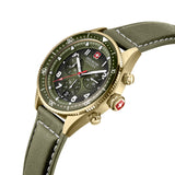 GREYHOUND CHRONO 43 MM STAINLESS STEEL CASE OLIVE LEATHER STRAP