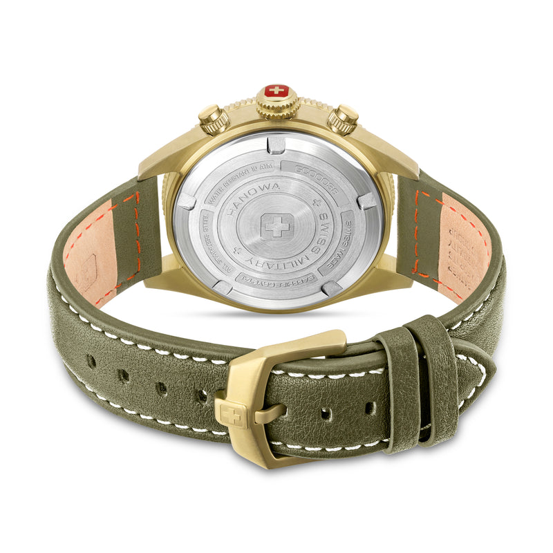 Swiss Military Hanowa Herren Armbanduhr Leder Grün 42mm Chronograph Herrenuhr Armbanduhr Uhren