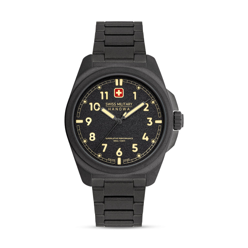 Swiss Military Hanowa Herren Armbanduhr Edelstahl Schwarz 42mm Chronograph Herrenuhr Uhren