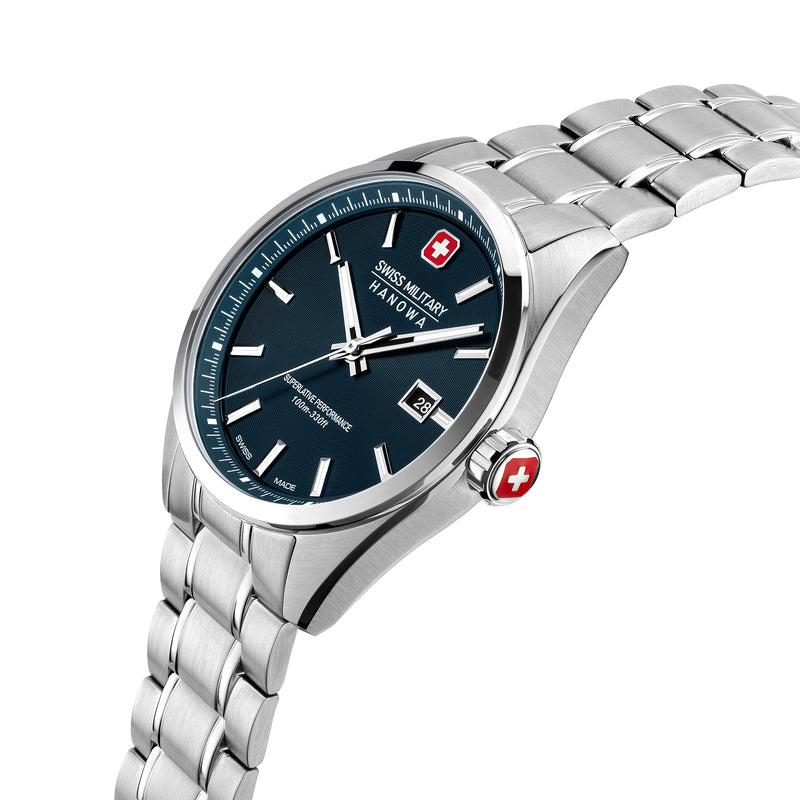 Swiss Military Hanowa Herren Armbanduhr Analog 42mm Edelstahl Blau - Chronograph Herrenuhr Armbanduhr Uhren