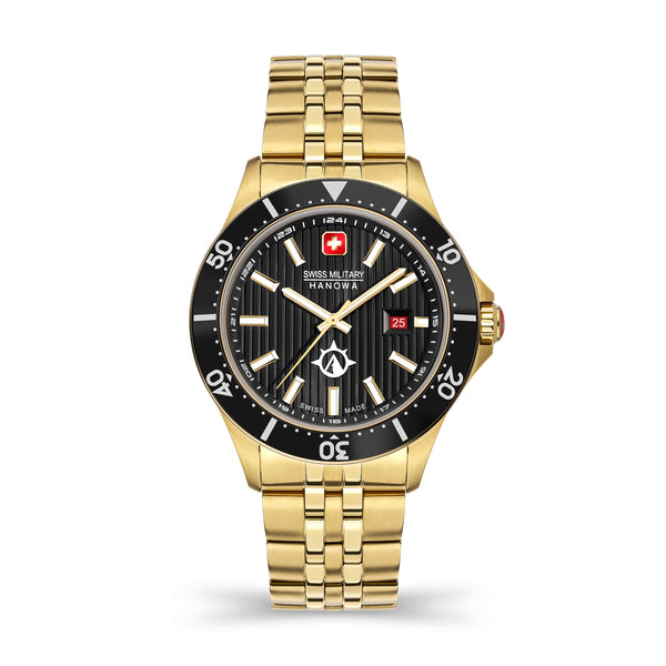 SWISS MILITARY HANOWA men's analog watch 'FLAGSHIP X' size One Size gold / light grey / red / black