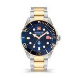 Swiss Military Hanowa Men's Wristwatch Analog 42mm Blue/Gold Stainless Steel Wristwatch Men's Watch Watches Gift Watch