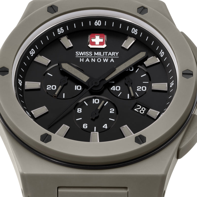 Swiss Military Hanowa Unisex Wristwatch Grey Stainless Steel/Ceramic Men's Watch Chronograph - Waterproof 10 ATM