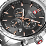 Swiss Military Hanowa Men's Airman First Class Stainless Steel Chronograph Watch Grey/Rose Gold 42mm Men's Watch Wristwatch Watches