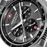 DEFENDER 42mm Stainless Steel Silver/Black Herren Armbanduhr Chronograph Swiss Made