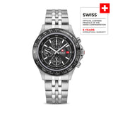 Swiss Military Hanowa Herren Chronograph Uhr Armbanduhr Edelstahl Schwarz Chronographen Herrenuhr Armbänder Uhren