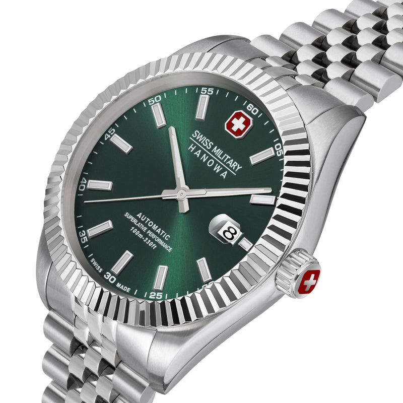 DILIGENTER Green Stainless Steel 42 mm Herrenuhr Automatik -  Swiss Made