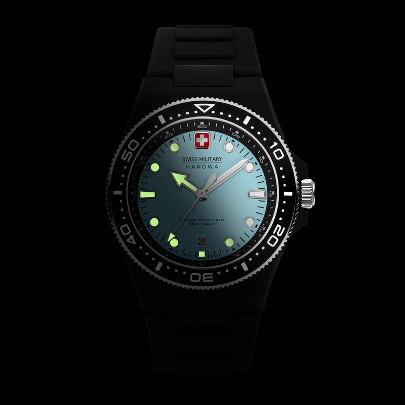 OCEAN PIONEER Ocean Pioneer 42mm Schwarz Edelstahl/Silikon - Swiss Made