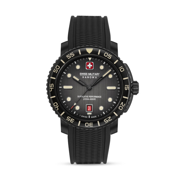 BLACK MARLIN 44 MM STAINLESS STEEL CASE BLACK COLOR SILICONE STRAP