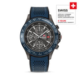 WATCHMAN Chronograph 42mm Leder/Stahl Blau/Schwarz - Swiss Made