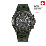 Swiss Military Hanowa Herren Armbanduhr Chronograph Leder Grün Schwarz - Armbanduhr Herren Chronograph Leder Uhr