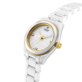 Swiss Military Hanowa Damen Armbanduhr Analog Ceramic White/Gold 38mm - Schweizer Uhr Handgelenk Uhrzeit