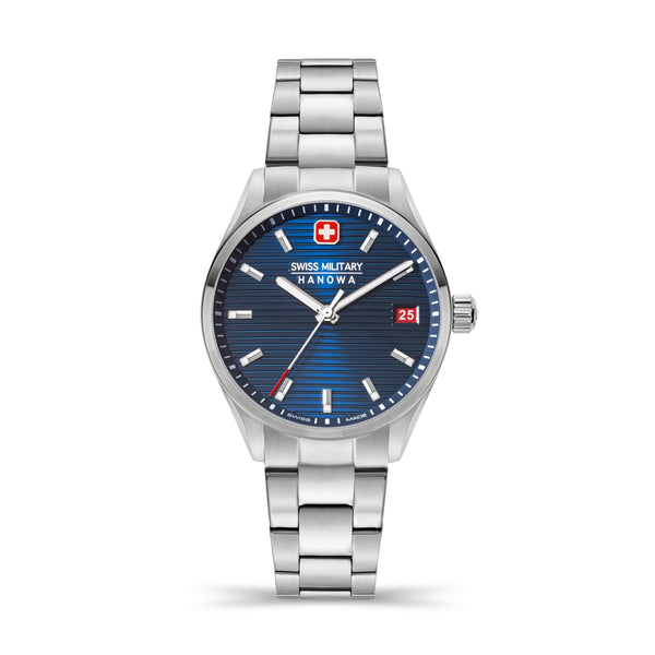 Swiss Military Hanowa Quarzuhr ROADRUNNER LADY, SMWLH2200202, Armbanduhr, Damenuhr, Swiss Made, Datum, Saphirglas, analog, Blau