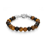 PE SPHERES SS HARDWARE TIGERSEYE &amp; BLK BEADS BRT