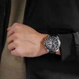 STONE MARTEN Leder Schwarz Silber 42mm - Swiss Made