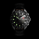 STONE MARTEN Leder Schwarz Silber 42mm - Swiss Made