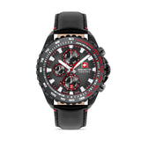 STONE MARTEN Leder Schwarz Rot 42mm - Swiss Made