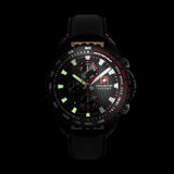 STONE MARTEN Leder Schwarz Rot 42mm - Swiss Made