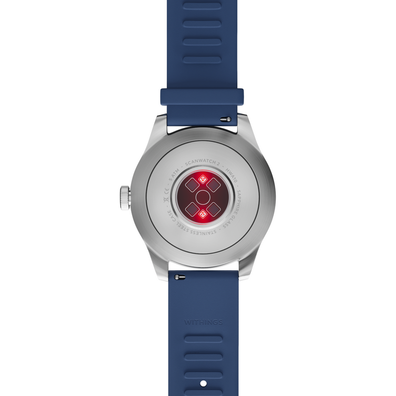 Withings ScanWatch 2 - Blau 42mm + Gratis Withings Lederarmband in Schwarz