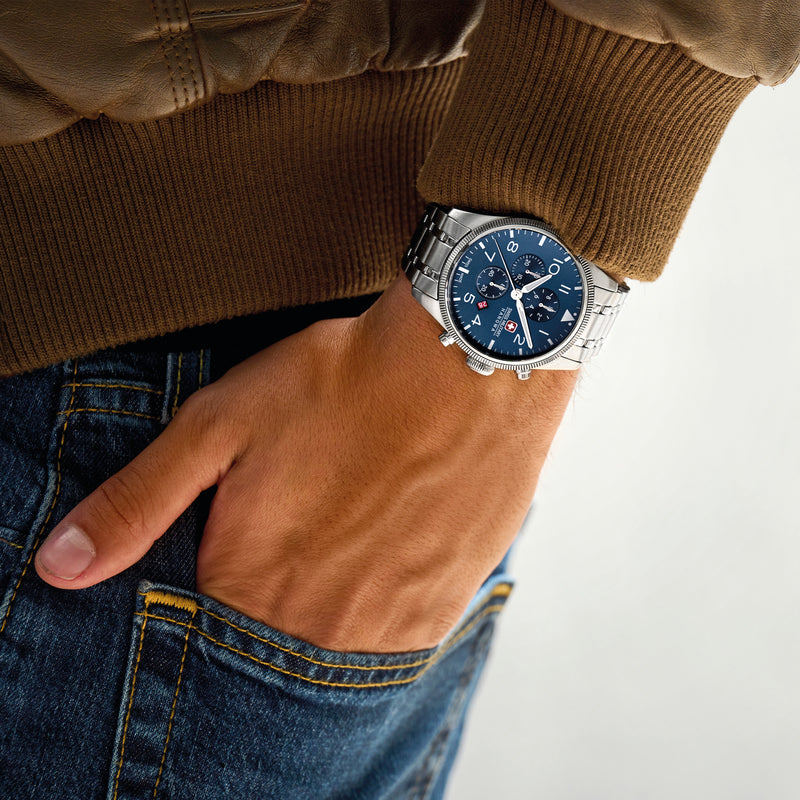 THUNDERBOLT CHRONO Edelstahl Blau 42mm- Swiss Made