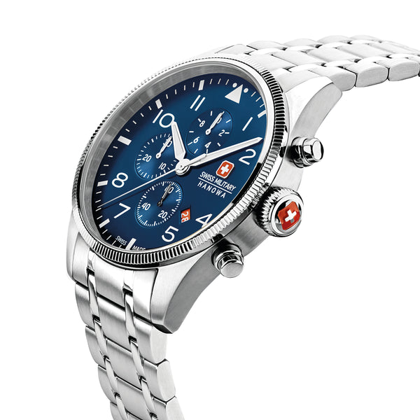 THUNDERBOLT CHRONO Edelstahl Blau 42mm- Swiss Made