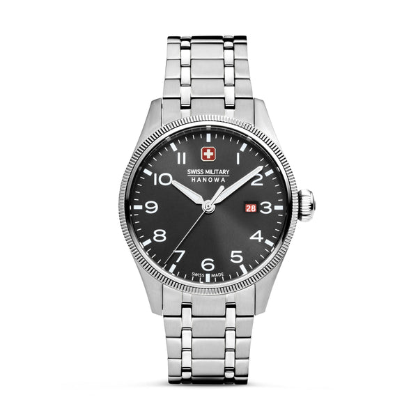 Swiss Military Hanowa quartz watch THUNDERBOLT, SMWGH0000801, wristwatch, men's watch, Swiss watch, Swiss Made, date, sapphire crystal, black, silver